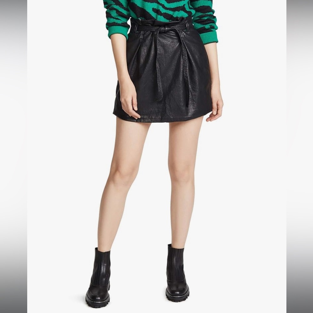 Free People Faux Leather Payton Paperbag Miniskirt